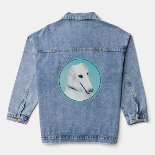Borzoi (Weiß) Gemälde - Süße originelle Hundekunst Jeansjacke