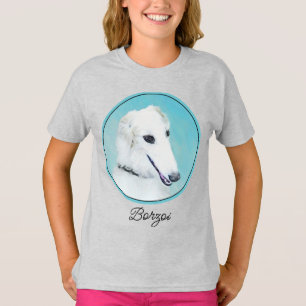 Borzoi (weiß) Malerei - Niedlich Original Hunde Ku T-Shirt