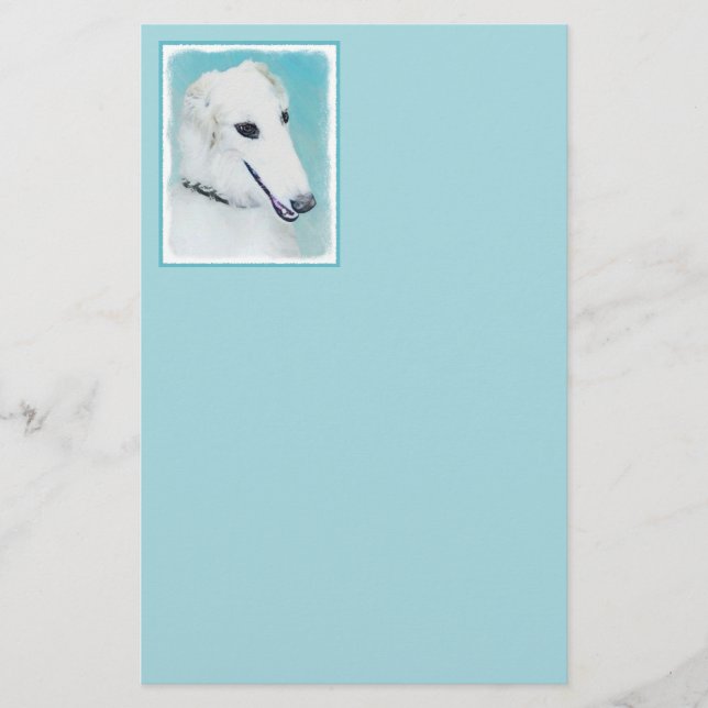 Borzoi (weiß) Malerei - Niedliche Original Hunde K (Vorderseite)