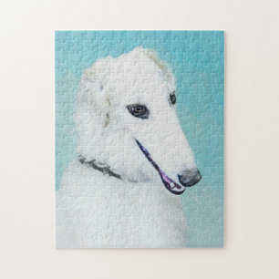Borzoi (weiß) Malerei - Niedliche Original Hunde K
