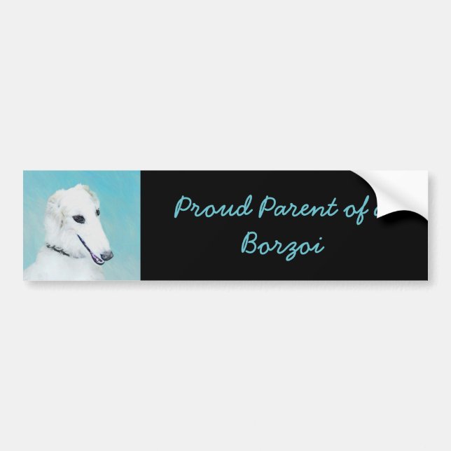 Borzoi (weiß) Malerei - Niedliche Original Hunde K Autoaufkleber (Vorne)
