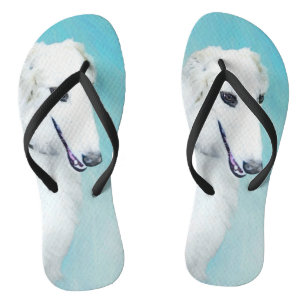 Borzoi (weiß) Malerei - Niedliche Original Hunde K Flip Flops
