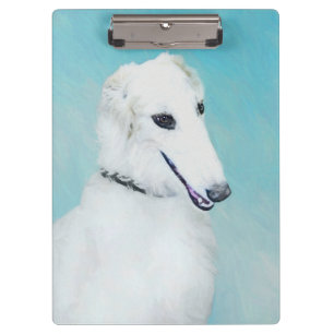Borzoi (weiß) Malerei - Niedliche Original Hunde K Klemmbrett
