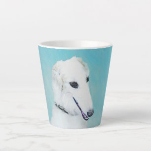Borzoi (weiß) Malerei - Niedliche Original Hunde K Milchtasse
