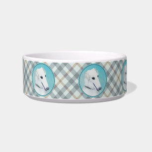 Borzoi (weiß) Malerei - Niedliche Original Hunde K Napf