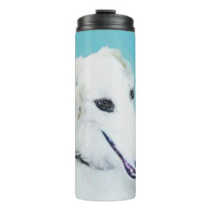 Borzoi (weiß) Malerei - Niedliche Original Hunde K Thermosbecher