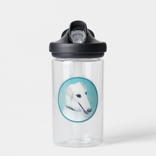 Borzoi (weiß) Malerei - Niedliche Original Hunde K Trinkflasche (Vorne)