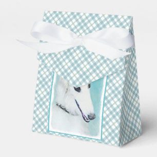 Borzoi (weiß) Malerei - Niedliche Original Hundek Geschenkschachtel