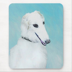 Borzoi (weiß) Malerei - Niedliche Original Hundek Mousepad