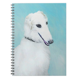 Borzoi (weiß) Malerei - Niedliche Original Hundek Notizblock