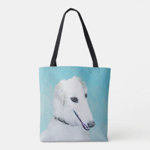 Borzoi (weiß) Malerei - Niedliche Original Hundek Tasche