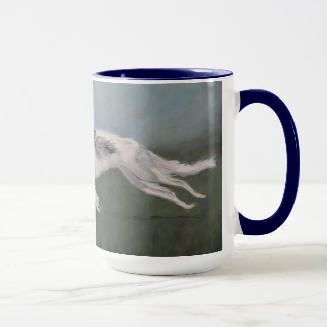 Borzoirussische Wolfhound-Hundekunst 15 Unze-Tasse Tasse (Rechts)