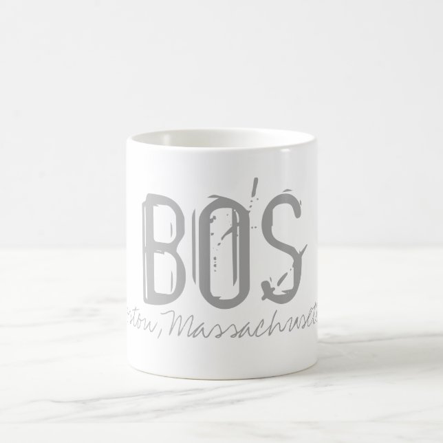 BOS Boston Airport Typografie Kaffeetasse (Mittel)