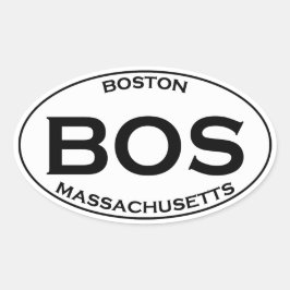 BOS - Boston Massachusetts Oval Logo Ovaler Aufkleber