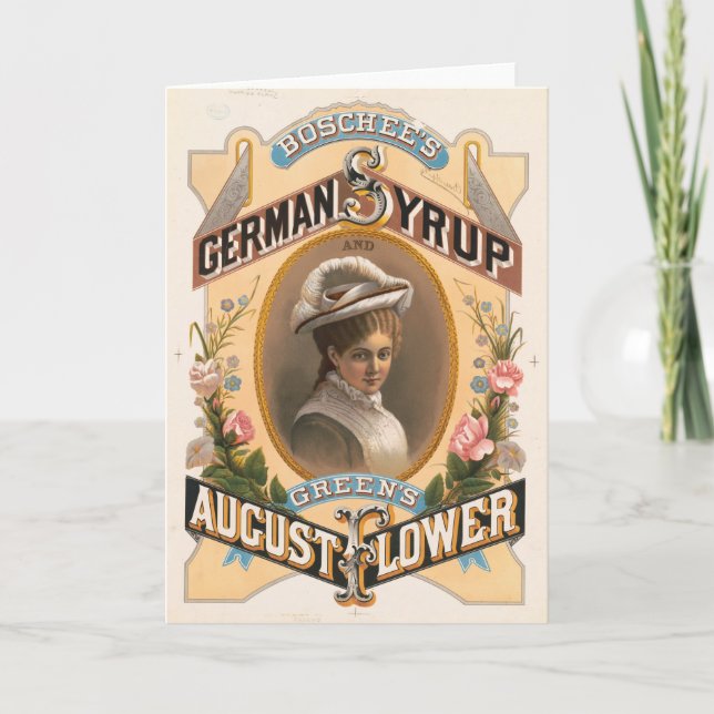 Boschee's German Sirup and Green's August Blume Karte (Vorderseite)
