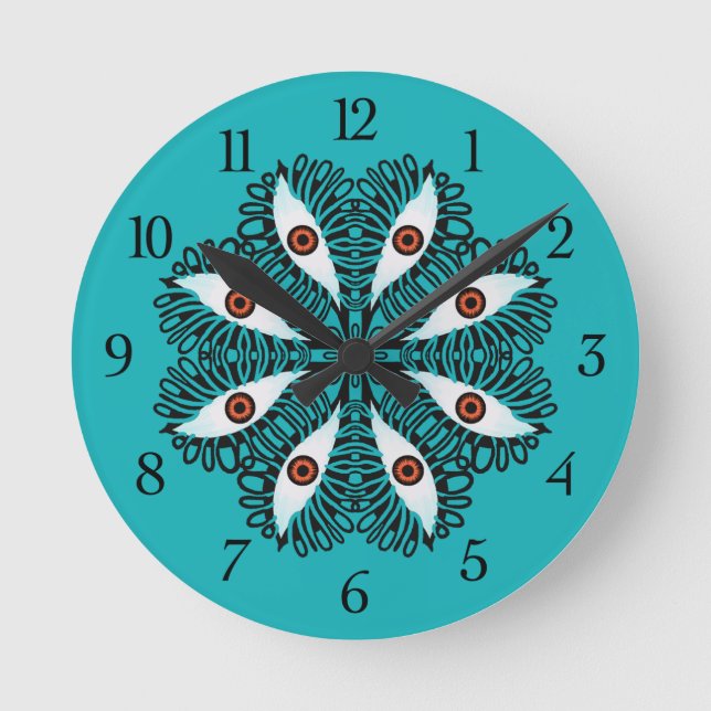 Böse Augen seltsam trippy Runde Wanduhr (Vorderseite)