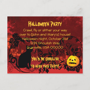 Böse Beängstigend Black Cat Halloween-Party Einlad Einladungspostkarte