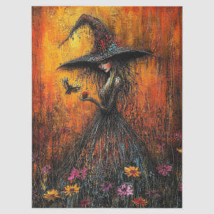 Böse Hexe in großer Hut Decoupage Seidenpapier