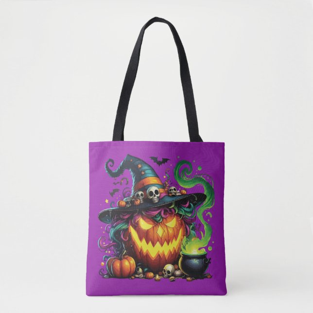 Böse Hexe Kürbis Kessel Tasche (Vorderseite)