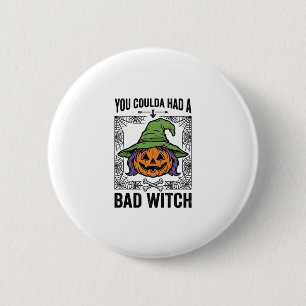Böse Hexe Lustiger Halloween-Kürbis Hexe_1 Button