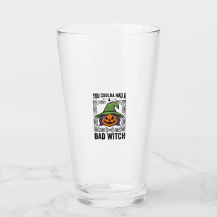 Böse Hexe Lustiger Halloween-Kürbis Hexe_1 Glas