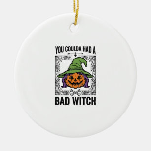 Böse Hexe Lustiger Halloween-Kürbis Hexe_1 Keramik Ornament