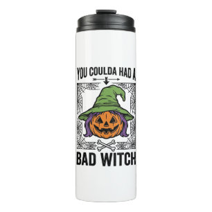 Böse Hexe Lustiger Halloween-Kürbis Hexe_1 Thermosbecher