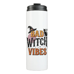 Böse Hexen Vibes Vintage Halloween-Shirt-Design_1 Thermosbecher