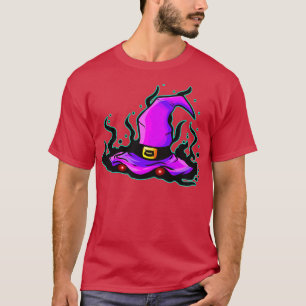 Böse Hexenhut mit leuchtenden Augen zu Halloween T-Shirt