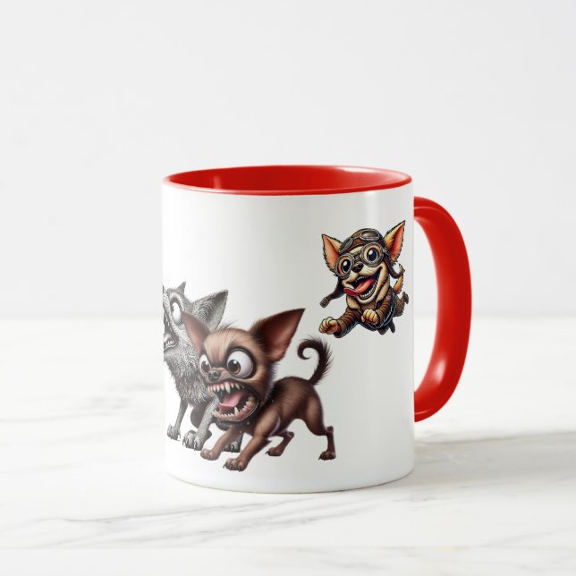 Böse Hunde, bereit zum Kampf. Tasse (VorderseiteRechts)
