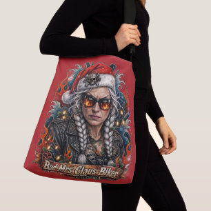 Böse Mrs Claus Bikerin, Biker-Ehefrau Badass Tragetaschen Mit Langen Trägern