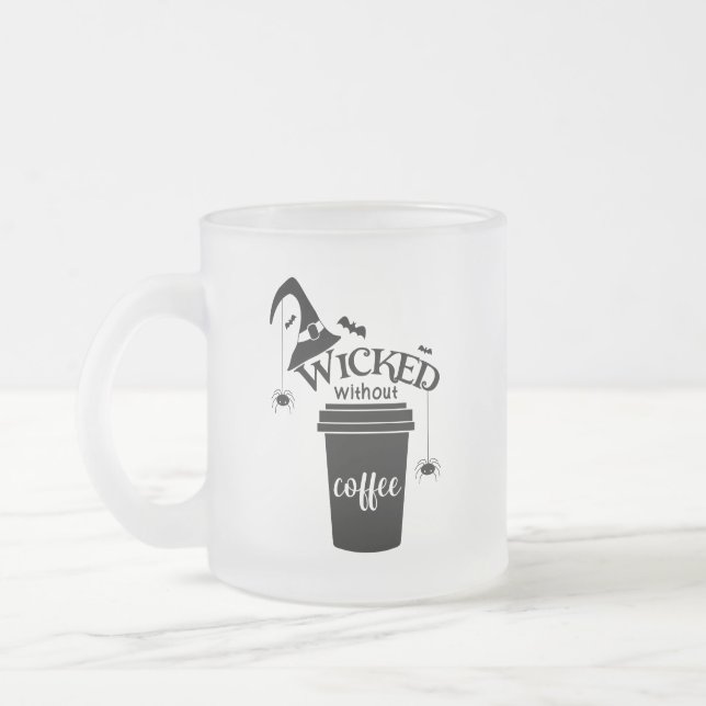 Böse ohne Kaffee – Lustige Hexen Kaffee Liebhaber  Mattglastasse (Links)