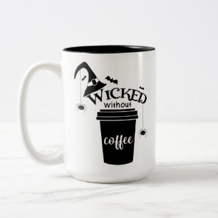 Böse ohne Kaffee Süß Lustig Schwarzer Hexenhut Zweifarbige Tasse