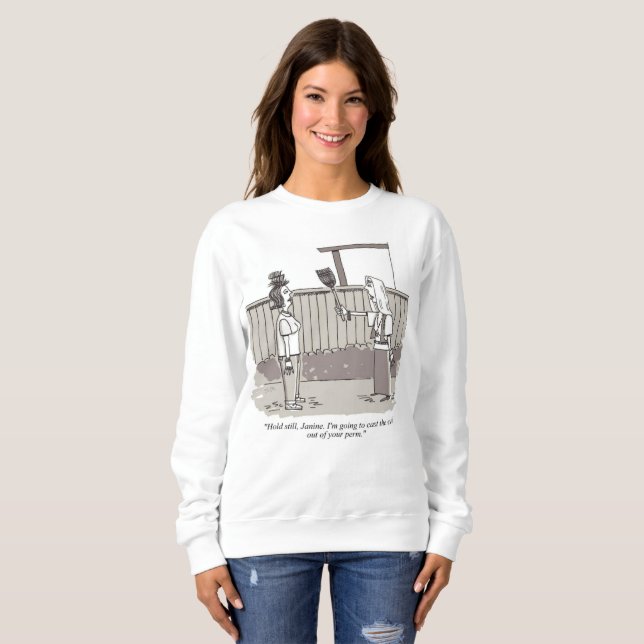 Böse Perm Frauen weißer Sweatshirt (Vorne ganz)