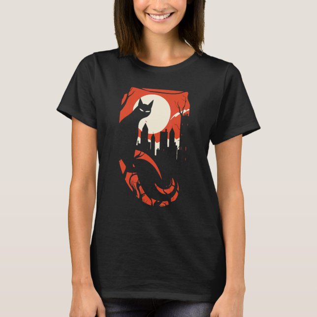 Böse schwarze Katze T-Shirt (Vorderseite)