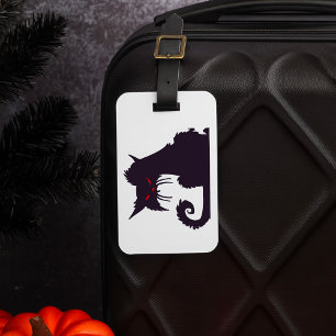 Böse schwarze Katzensilhouette mit roten Augen Gepäckanhänger