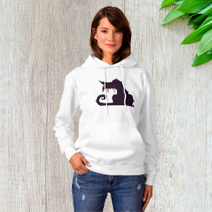 Böse schwarze Katzensilhouette mit roten Augen Hoodie