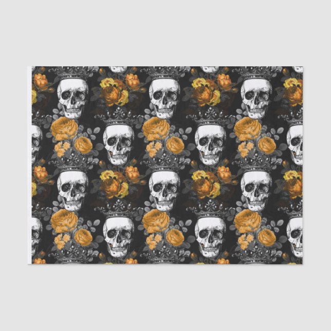 Böse Seidenpapier-Schädel-Kronen-Rosen Seidenpapier (Vorderseite)