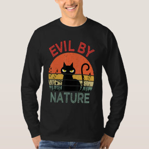 Böse von Natur Retro-Katze Männer Frauen T-Shirt