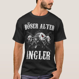 Böser alter Angler – Lustiges Skelett-Fischer-De T-Shirt