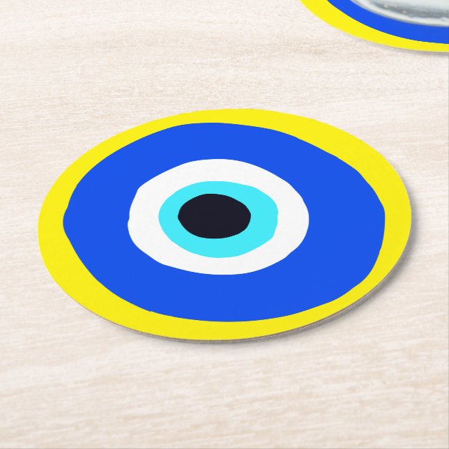 Böser Augenschütze vor dem bösen Lucky-Arm Runder Pappuntersetzer (Angewinkelt)