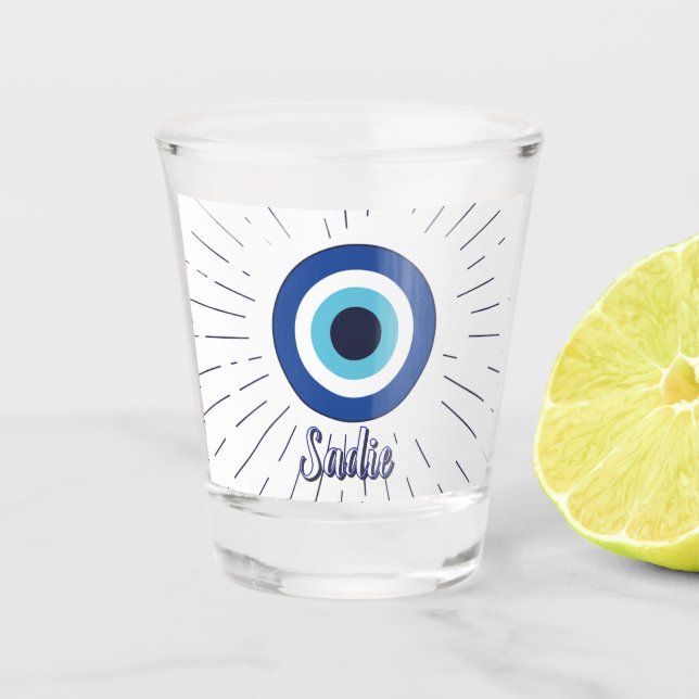 böser Blick anpassbar Schnapsglas (Vorderseite)