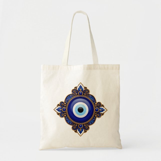 Böser Blick Design in Blau Tragetasche (Vorne)