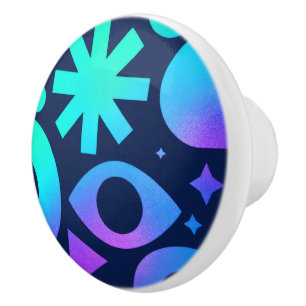 Böser Blick Keramikknauf Kosmisch Türkis Lila Myst