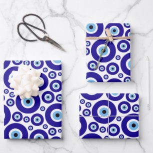 Böser Blick Muster, Griechisches Auge, Türkisches  Geschenkpapier Set