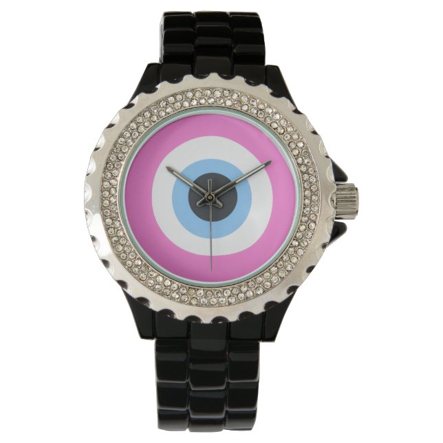 böser Blick rosa Armbanduhr (Vorderseite)