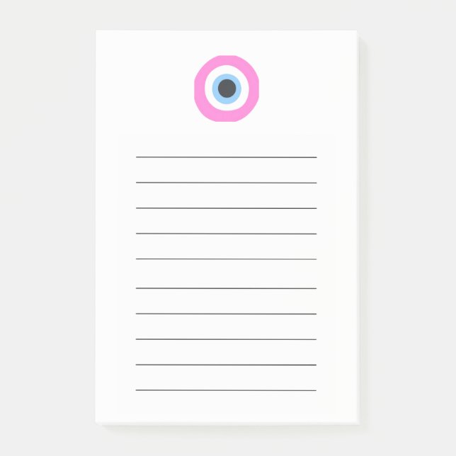 böser Blick rosa Post-it Klebezettel (Vorderseite)