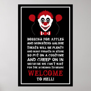 böser Clown, Halloween-Begrüßung Poster