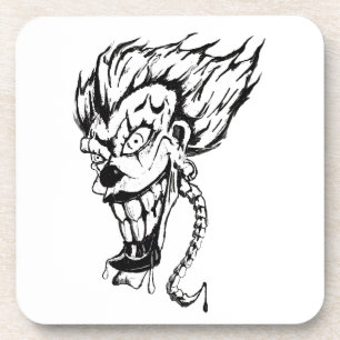 Böser Clown Hard Plastic Untersetzer Set von 6