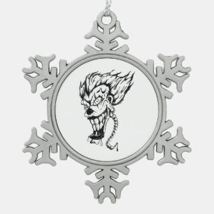 Böser Clown-Schnee-Flitter Weihnachtsbaumschmuck Schneeflocken Zinn-Ornament